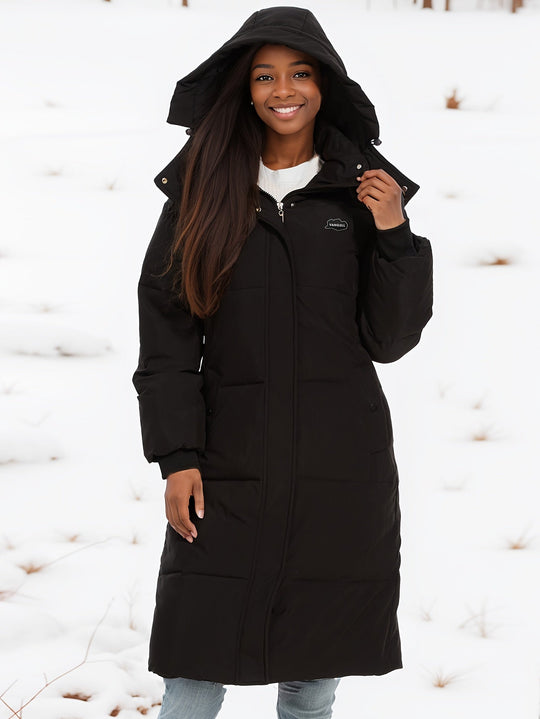 Heidi-Mode | Stylischer schwarzer Parka Wintermantel mit Kapuze und Futter Ideal für Herbst/Winter