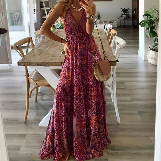 print slip maxi jurk