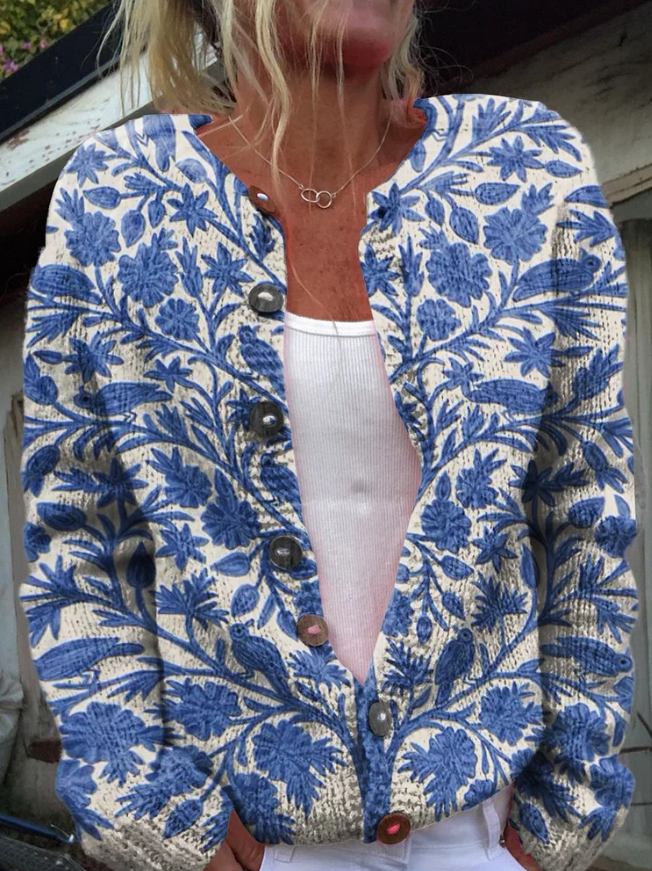 Heidi-Mode | Damen Floral Strickjacke
