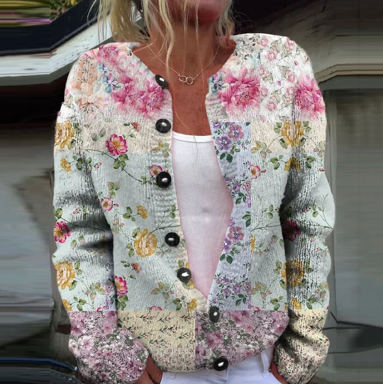 Heidi-Mode | Damen Floral Strickjacke
