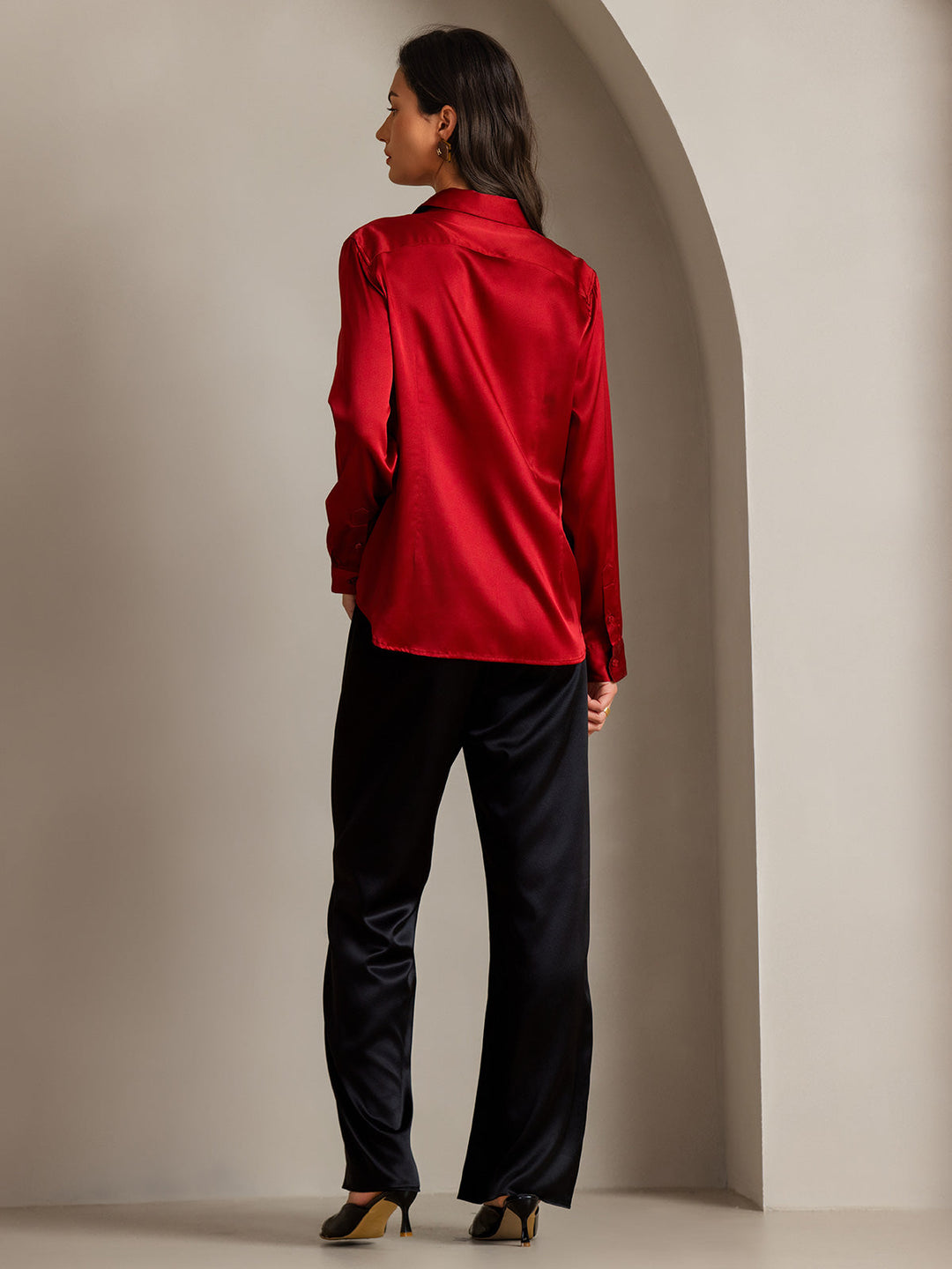 Heidi-Mode | Damen Seiden Basis Militär Revers Hemd