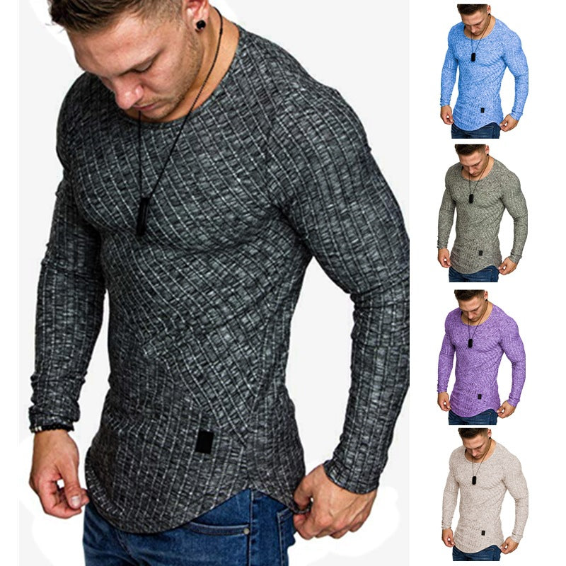 Herren Langarmshirt mit strukturiertem Design und körperbetonter Passform Heidi-Mode