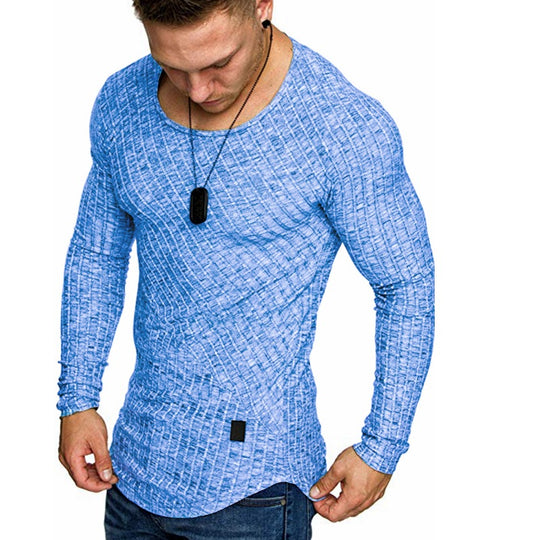Herren Langarmshirt mit strukturiertem Design und körperbetonter Passform Heidi-Mode