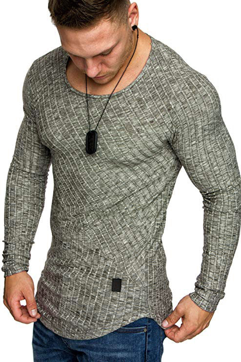 Herren Langarmshirt mit strukturiertem Design und körperbetonter Passform Heidi-Mode