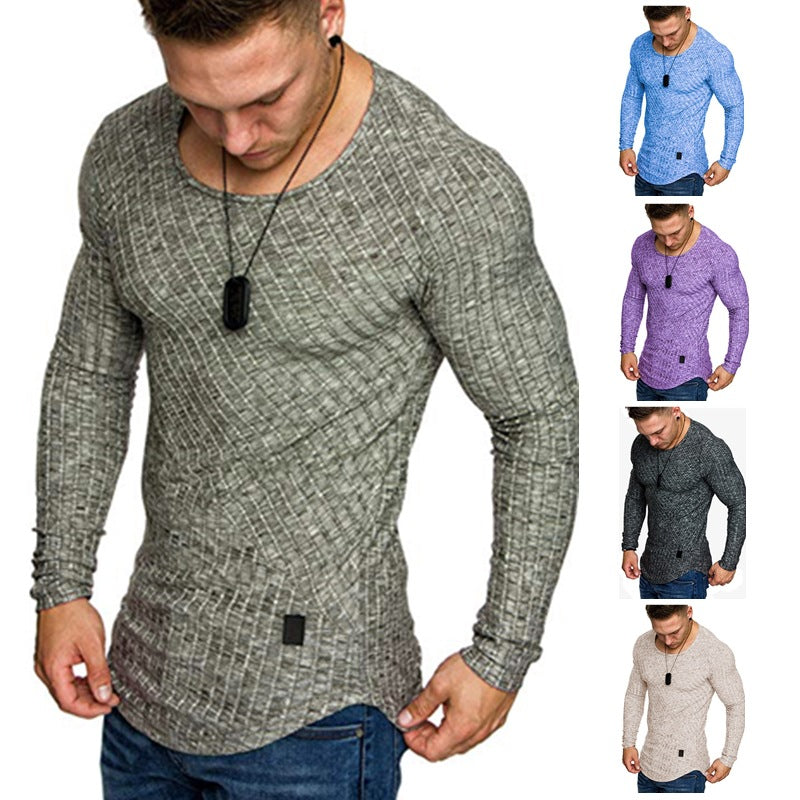 Herren Langarmshirt mit strukturiertem Design und körperbetonter Passform Heidi-Mode