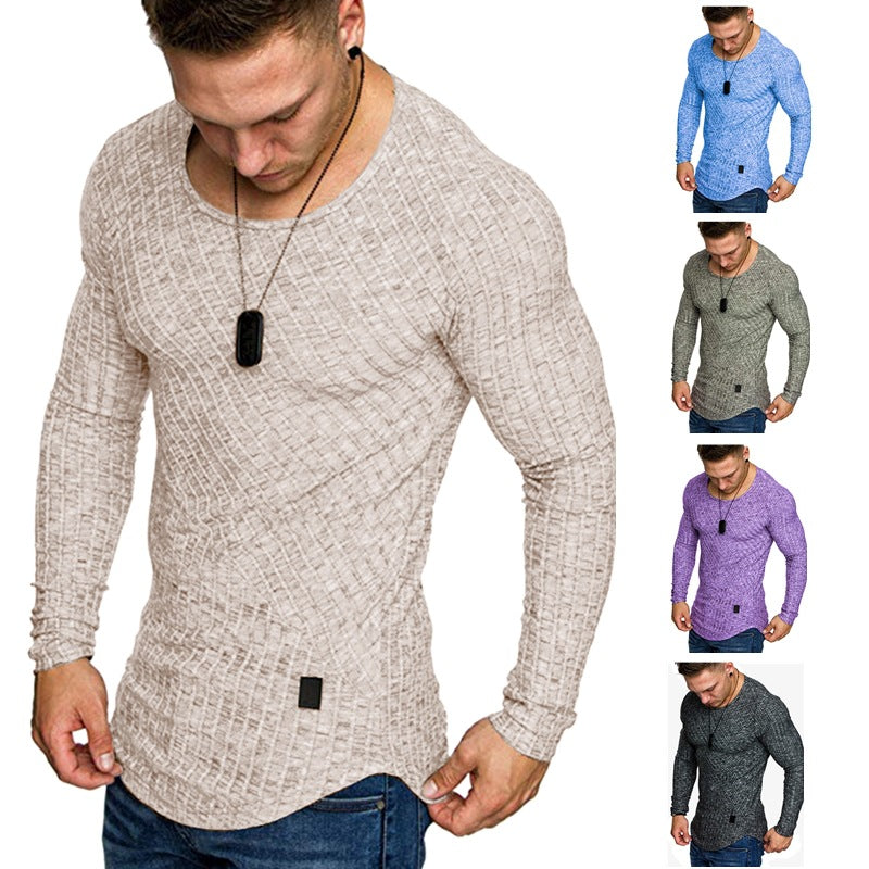 Herren Langarmshirt mit strukturiertem Design und körperbetonter Passform Heidi-Mode