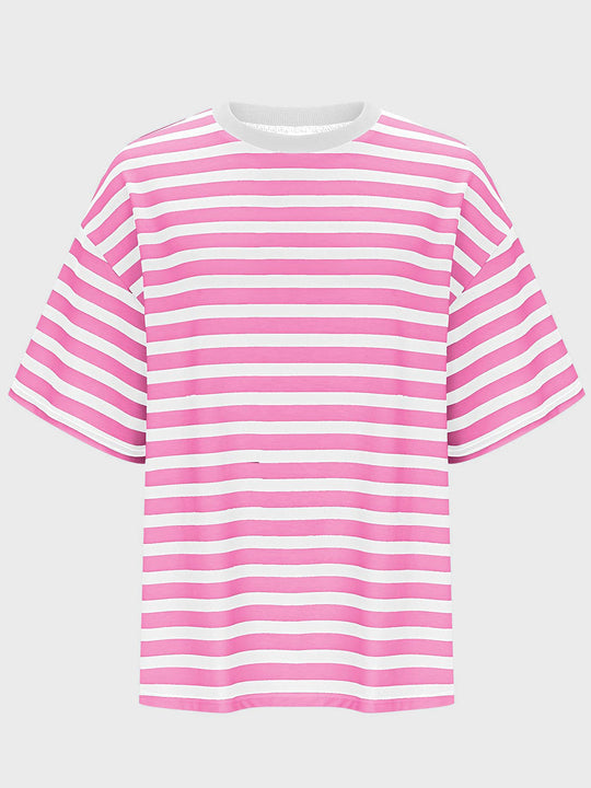 Heidi-Mode | Gestreiftes Rundhals-Halbarm-T-Shirt