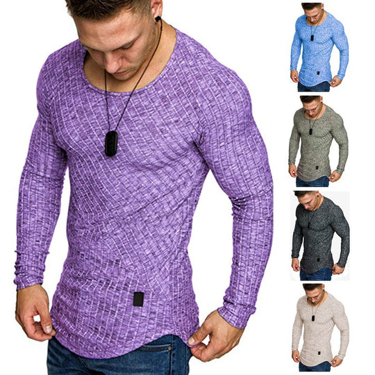 Herren Langarmshirt mit strukturiertem Design und körperbetonter Passform Heidi-Mode