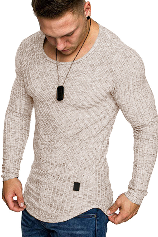 Herren Langarmshirt mit strukturiertem Design und körperbetonter Passform Heidi-Mode