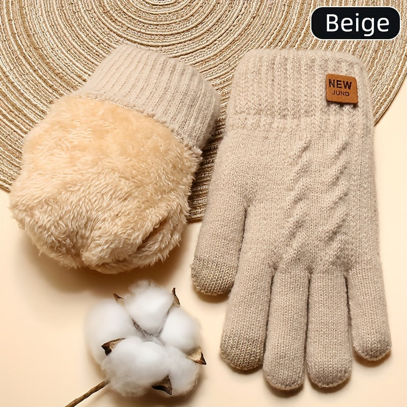 Heidi-Mode | Strick Winterhandschuhe mit Fleece-Futter und Touchscreen-Funktion