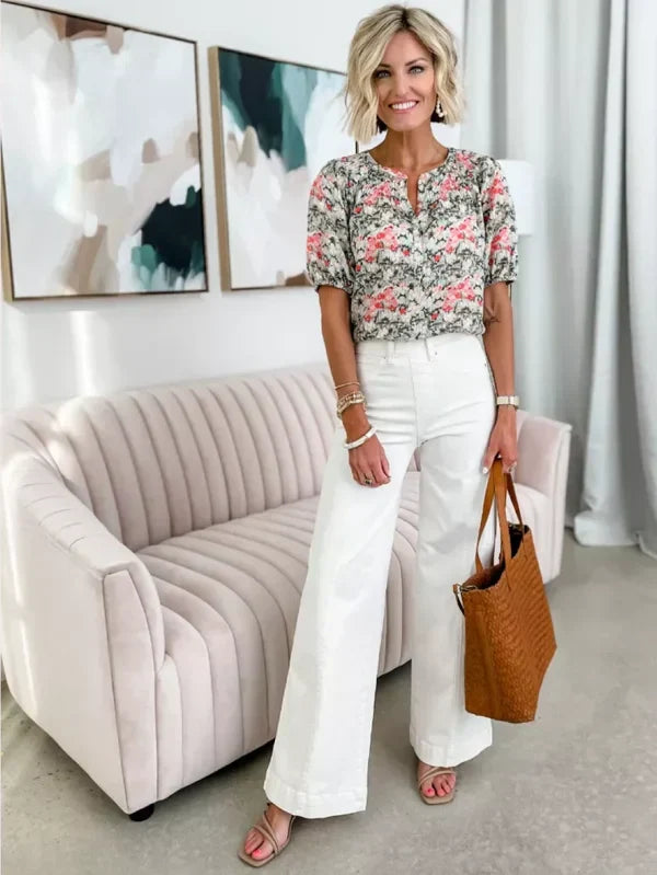 Heidi-Mode | Jeans mit Weitem Bein und Naht Vorne
