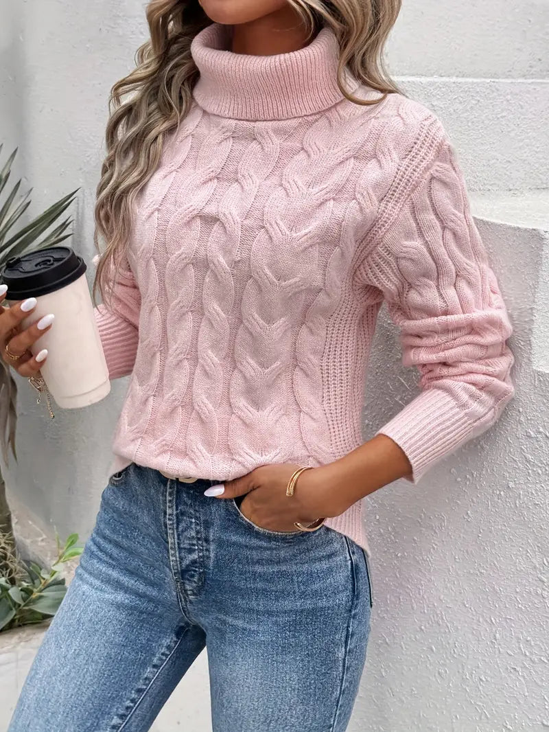 Heidi-Mode | Pull À Col Roulé Torsadé Pour Femme