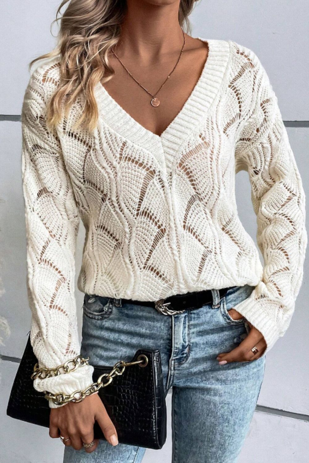 Heidi-Mode | Offene Sommer Strickjacke Damen mit Langen Ärmeln