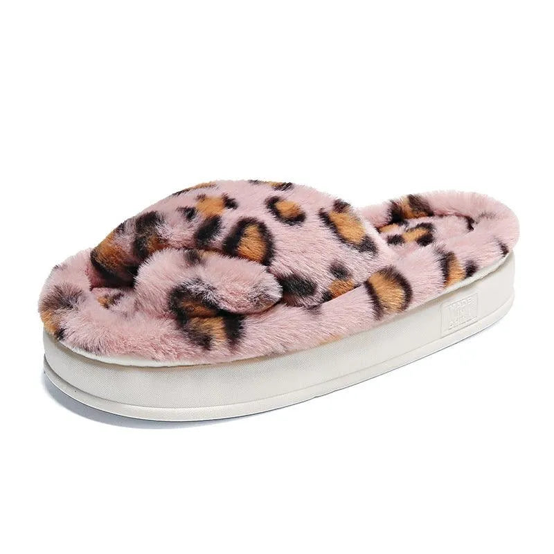 Heidi-Mode | Fluffy cross-border leopard slippers for women