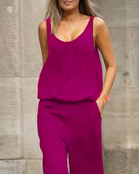 Offene Rücken ärmelloser Jumpsuit