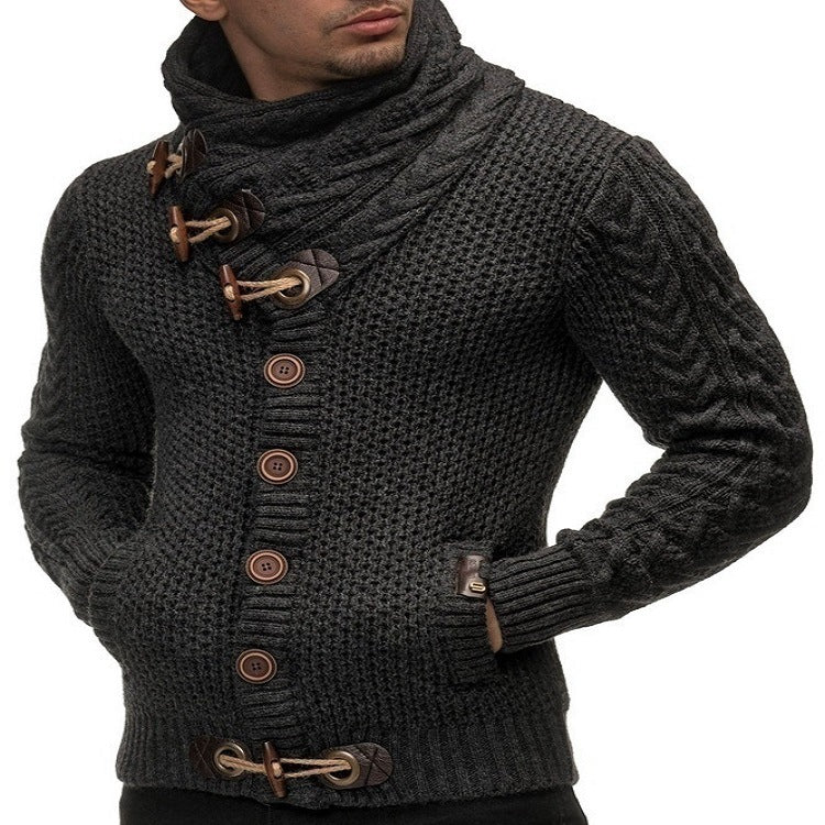 Herren Strickjacke mit asymmetrischem Kragen Heidi-Mode