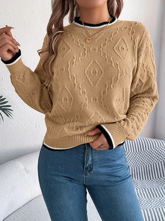 Heidi-Mode | Winter Getextureerde Gebreide Trui Voor Vrouwen
