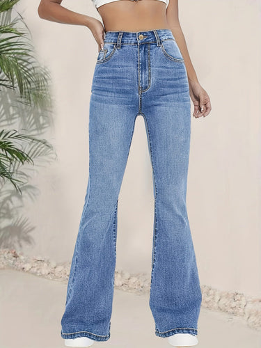 Heidi-Mode | Stilvolle Hoch Taillierte Ausgestellte Jeansbroek
