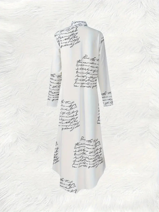 Heidi-Mode | Moderne Farbige Maxi-Bluse mit Buchdruck-Print Leichtes Sommeroutfit mit Knopfverschluss