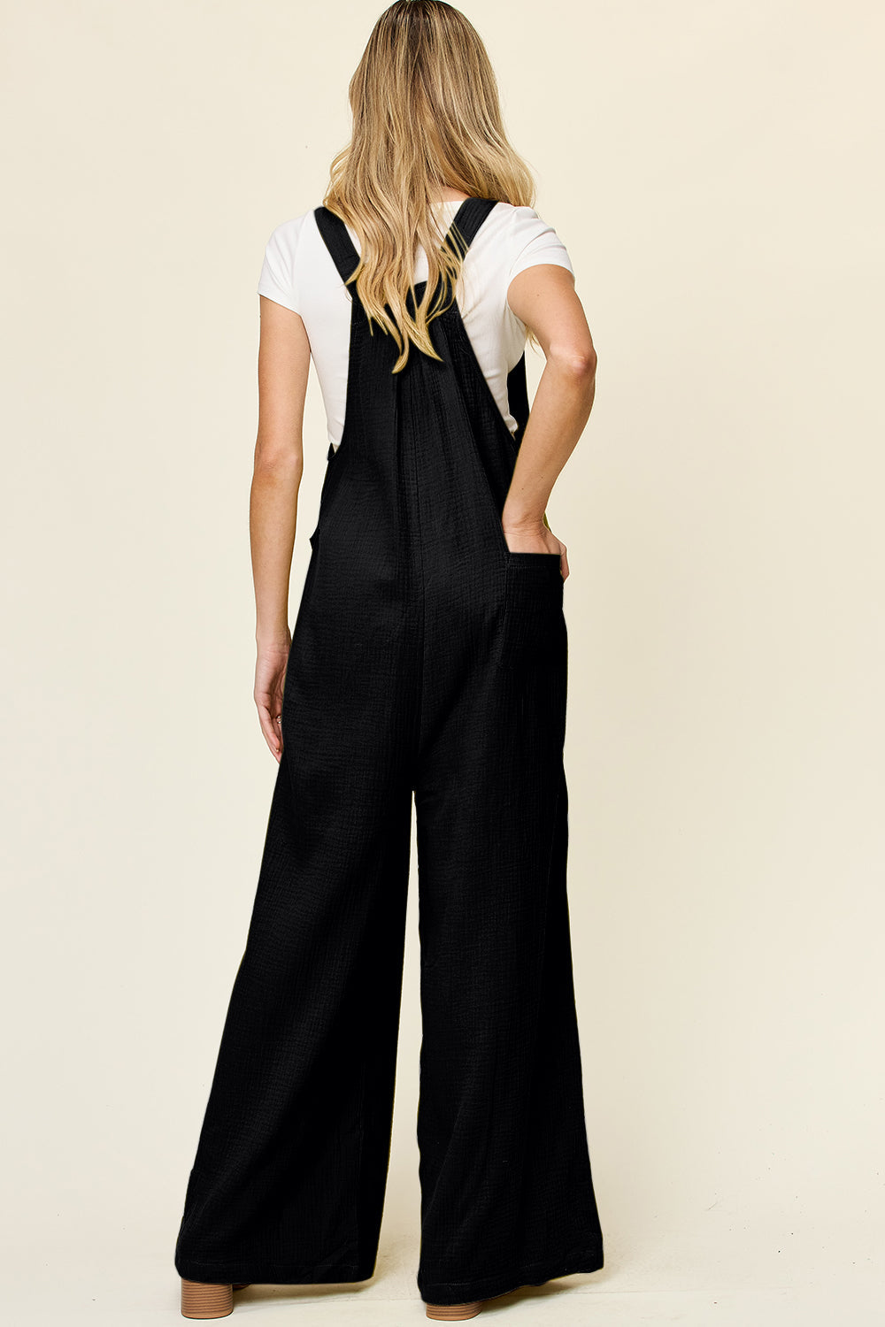 Heidi-Mode | Double Take Vollgröße Textur Breite Träger Weite Bein Overall