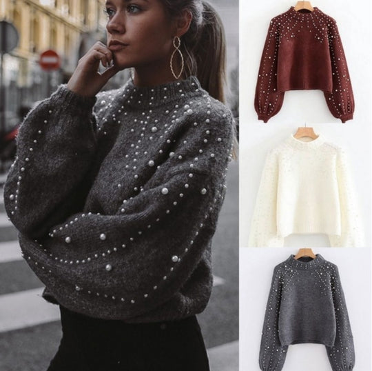 Damen modischer Pullover mit schimmernden Akzenten und lässigem Schnitt Heidi-Mode