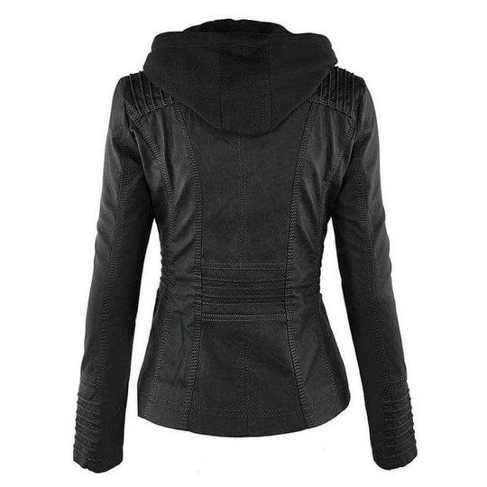Heidi-Mode | Damen Slim Fit PU-Leder Zip-Up Hoodie