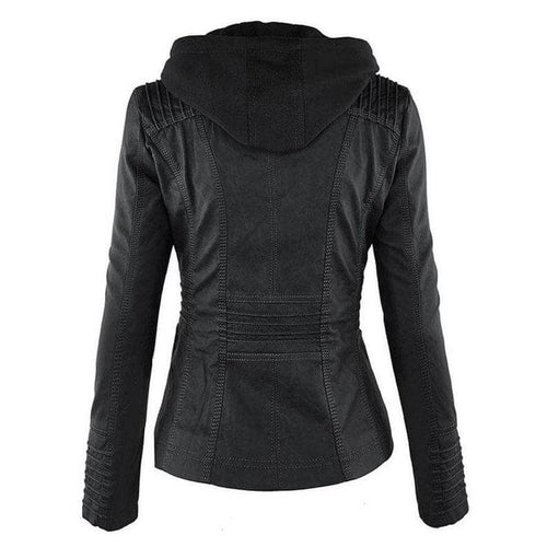 Heidi-Mode | Damen Slim Fit PU-Leder Zip-Up Hoodie