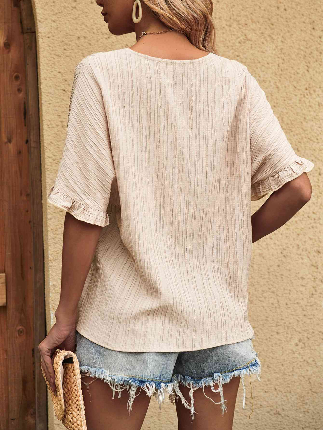 Heidi-Mode | V-Ausschnitt Halbärmelig Bluse