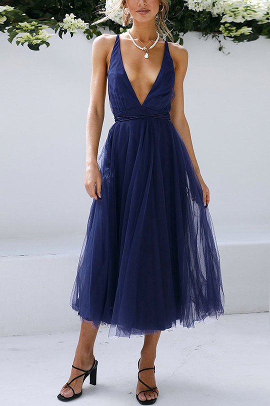Heidi-Mode | Midi Kleid aus Tüll mit V-Ausschnitt Feeling Romantic