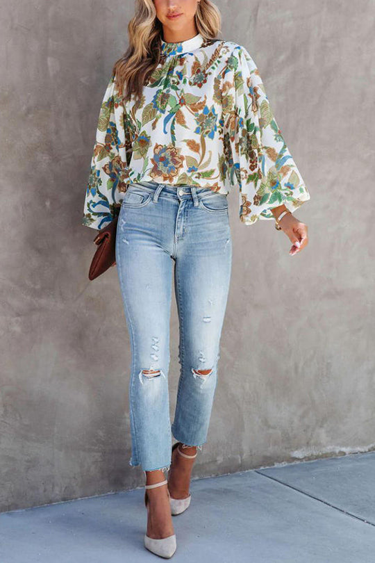 Heidi-Mode | Shady Grove Gedruckte Ballonärmels Bluse