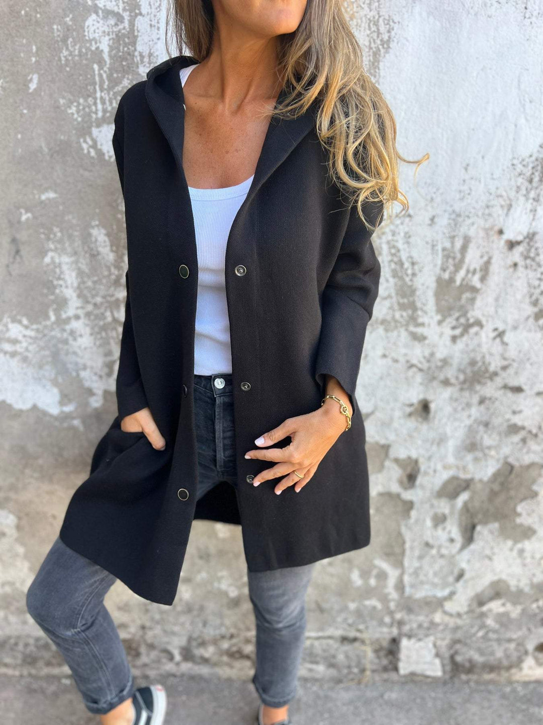 Heidi-Mode | Casual Einreihiger Blazer Mit Kapuze