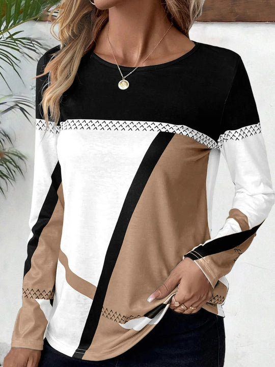 Heidi-Mode | Schicker Farbblock Langarmbluse