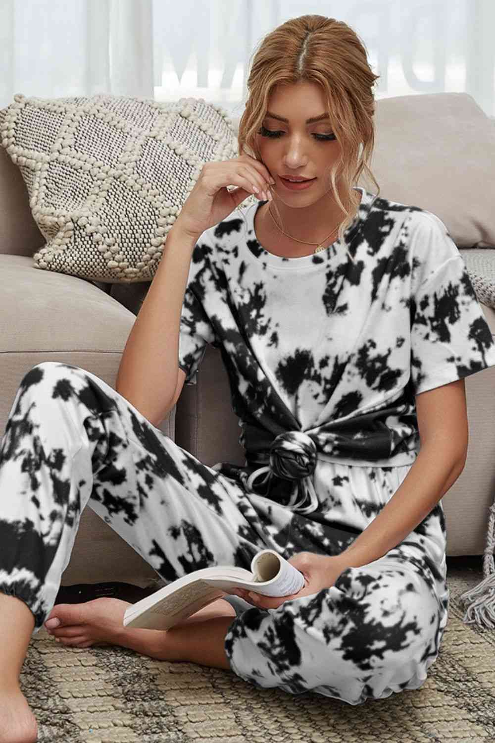 Heidi-Mode | Tie-Dye T-Shirt und Drawstring Taille Jogginghose Lounge Set