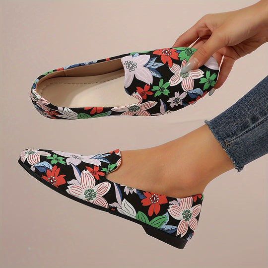 Heidi-Mode | Damen Slip On Loafers Blumen