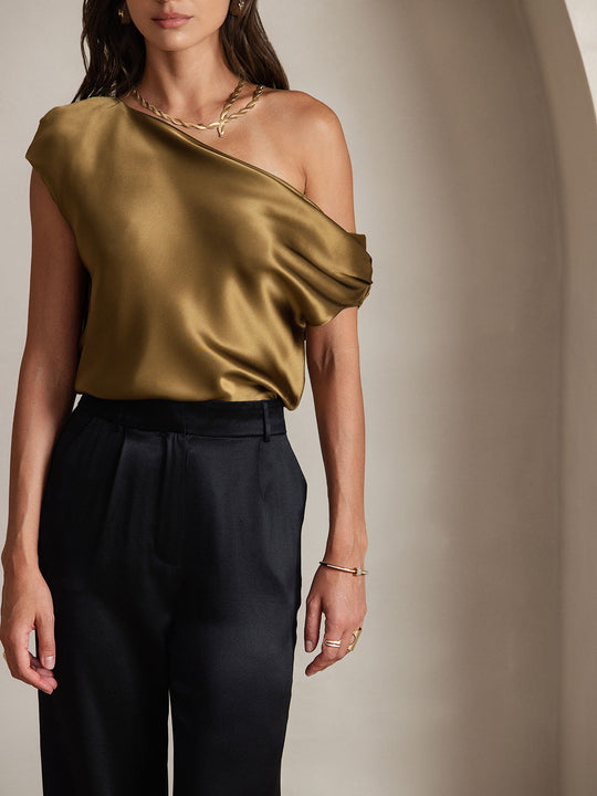 Heidi-Mode | Seiden Chic Ein Schulter Bluse