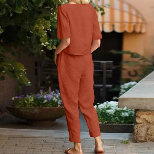 Heidi Mode | Übergroße Bluse Hose mit weitem Bein Retro zweiteiliges Set
