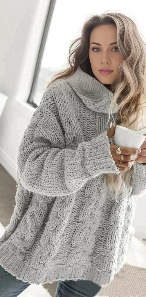 Oversized Pullover mit hohem Kragen