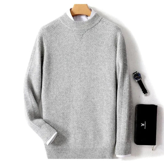 Heidi-Mode | Herrenpullover aus Cashmere, lässig gestrickt, mit Halsetikett