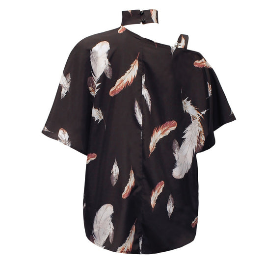 Heidi Mode | Bedrucktes Oberteil mit diagonalem Ausschnitt