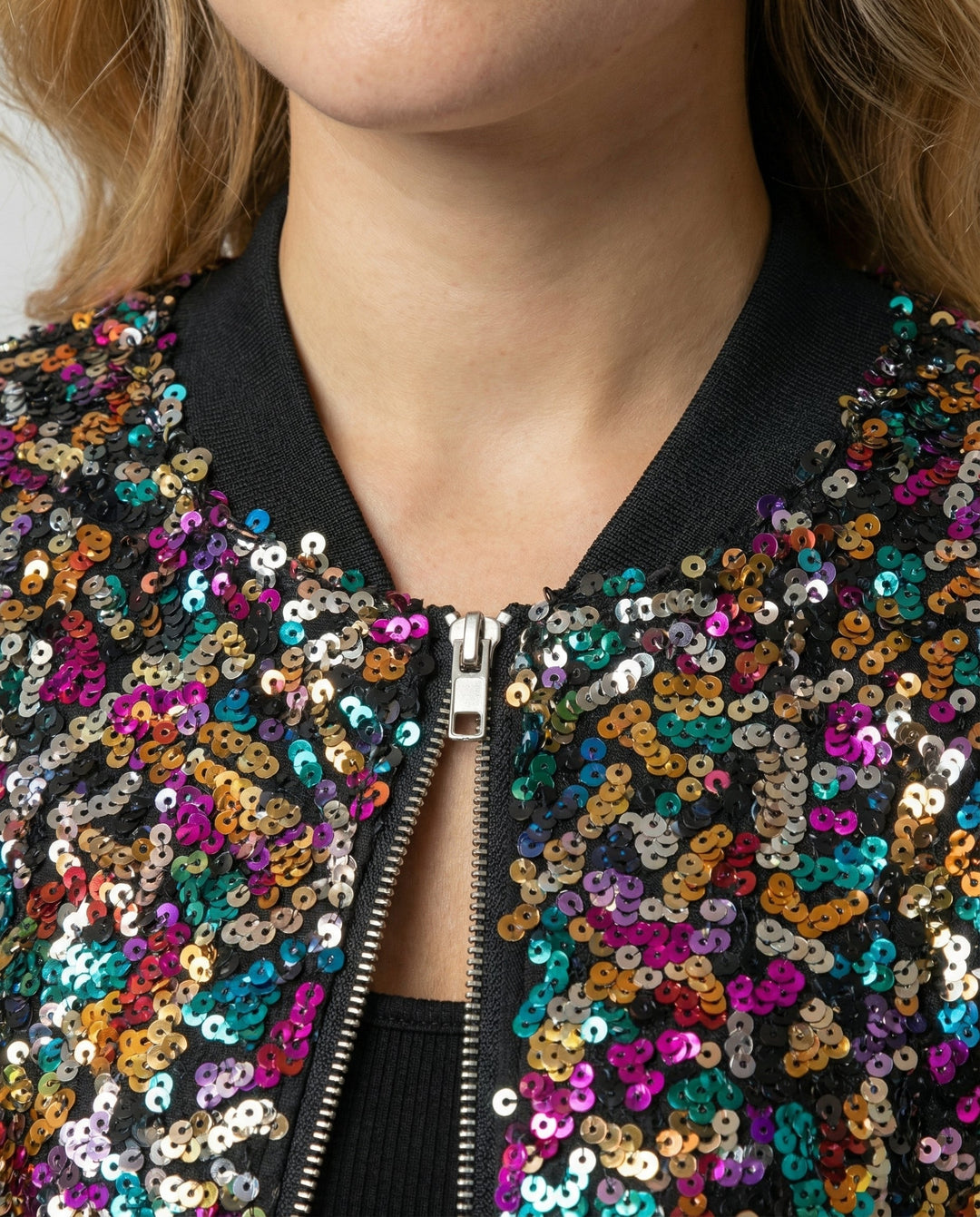 Damen Bomberjacke mit Pailletten | Heidi-Mode