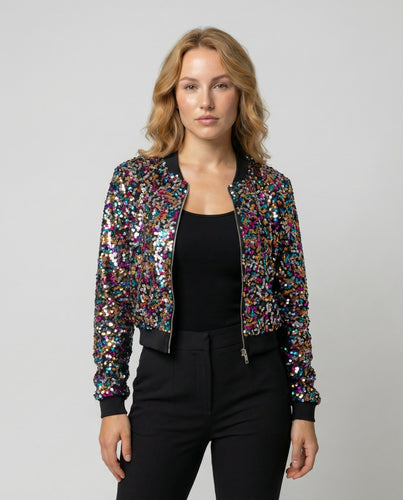 Damen Bomberjacke mit Pailletten | Heidi-Mode