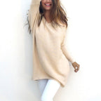 Heidi-Mode - Sweater |Eleganter langer Pullover mit V-Ausschnitt für Damen