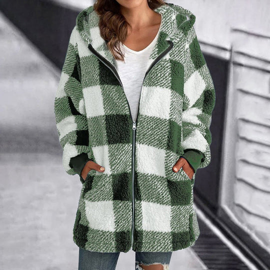 Heidi-Mode | Damen Plaid Jacke Kapuze