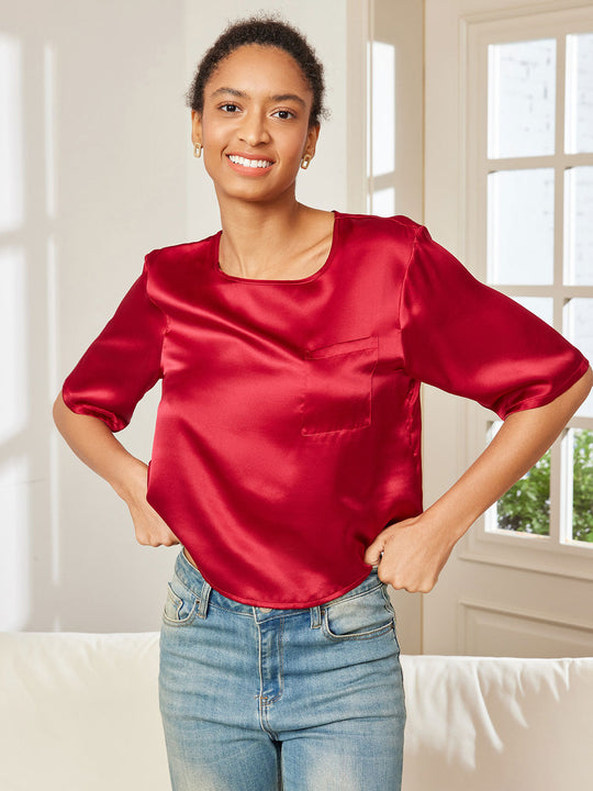 Heidi-Mode | 100% Seide Lässiges Damen T-Shirt