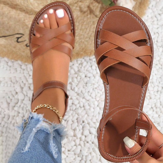Heidi-Mode | Sommerliche Damen Sandalen mit Gekreuzten Riemen