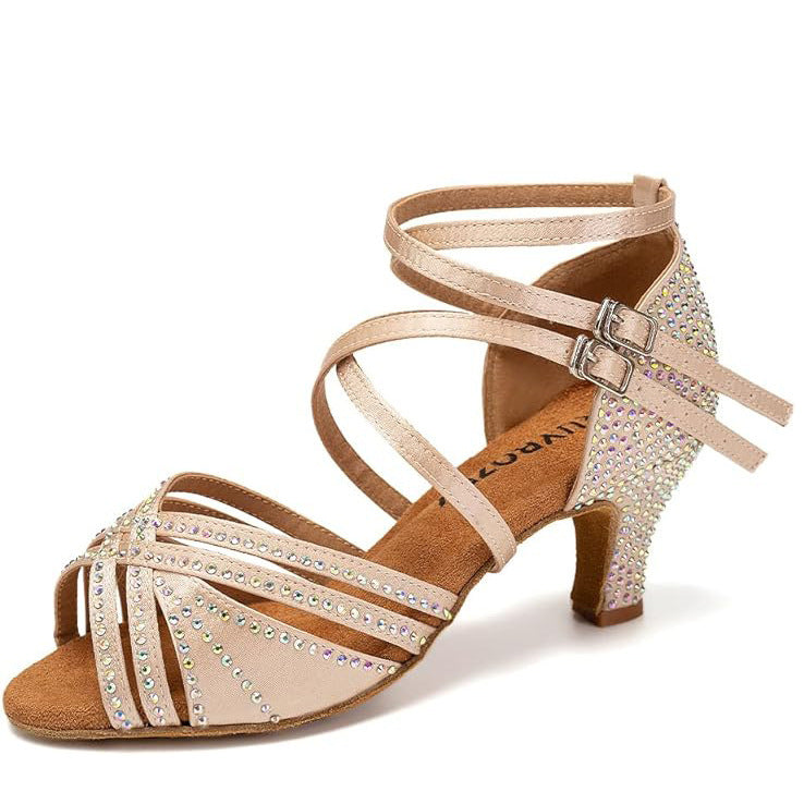Heidi-Mode | Hot Drilling Lateinische Tanzschuhe Damen Mittelabsatz
