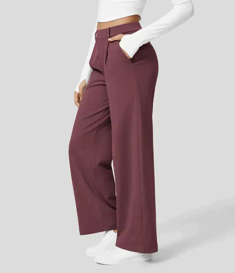 Heidi-Mode | Damen Stretch Hochtaillierte Gerade Passform Hose
