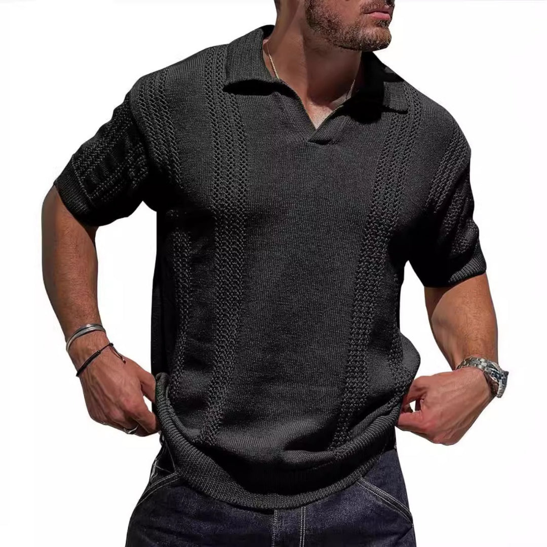 Heidi Mode | Hohles POLO-Shirt mit V-Ausschnitt