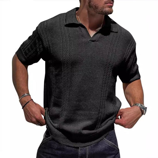 Heidi Mode | Hohles POLO-Shirt mit V-Ausschnitt