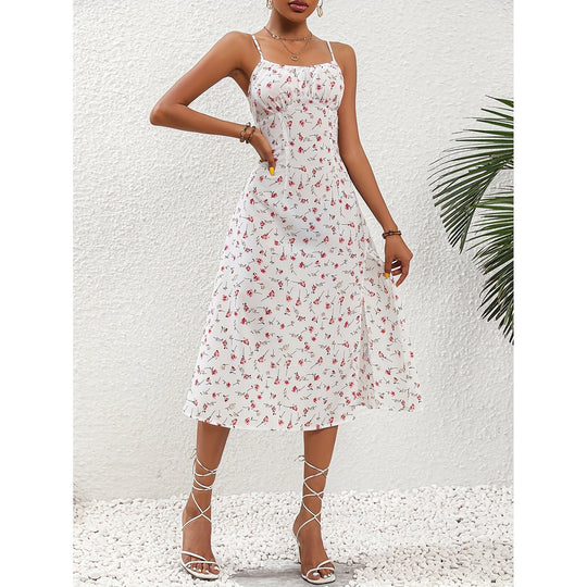 Rotes Polka-Dot Midi-Kleid